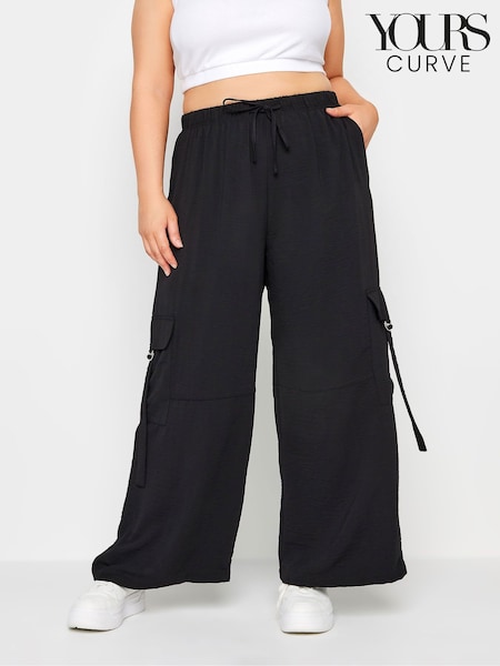 Yours Curve Black Twill Cargo Trousers (W69695) | AED169
