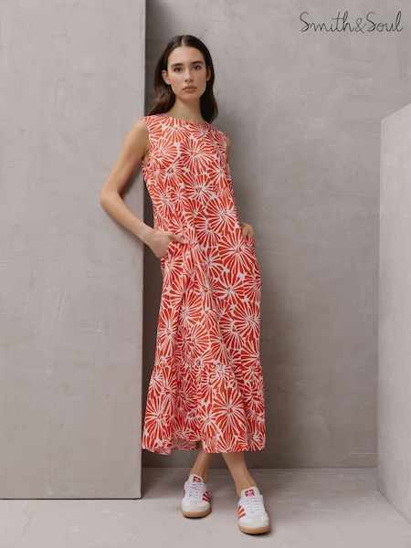 Smith & Soul Orange Sleeveless Dress With Volant Hem (W69798) | R$ 1.335