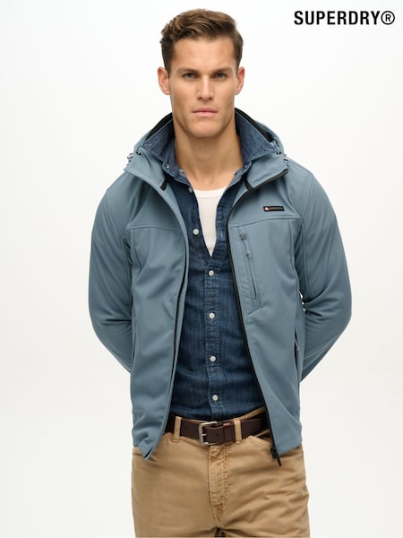 Superdry Blue Hooded Soft Shell Trekker Jacket (W69812) | R$ 840