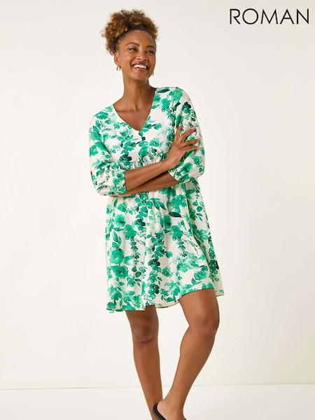 Roman Green Floral Print Smock Dress (W69840) | €60