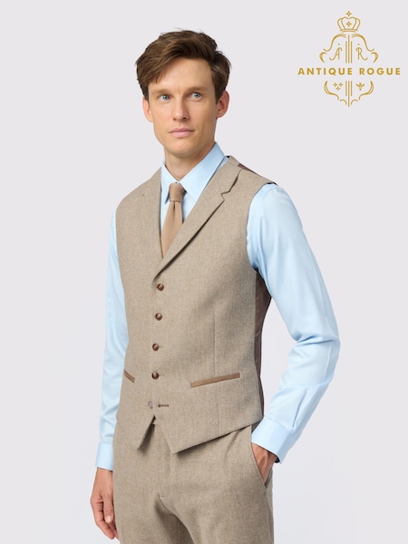 Antique Rogue Camel Herringbone Tweed Waistcoat (W69858) | 139 €