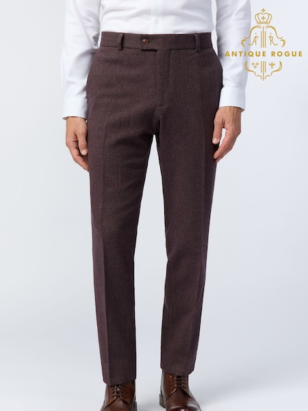 Antique Rogue Red Herringbone Tweed Trousers (W69876) | €117
