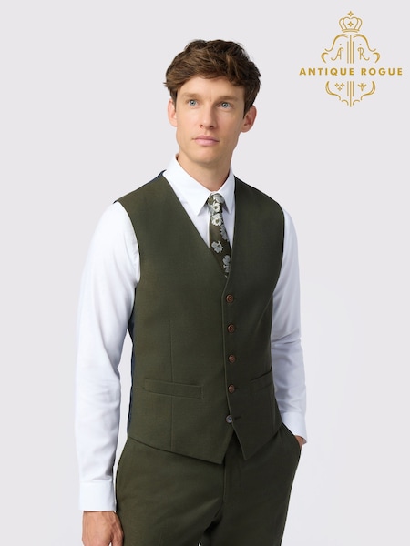 Antique Rogue Green Harley Flannel Waistcoat (W69877) | € 115