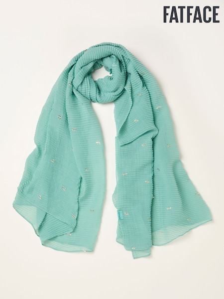 FatFace Green Foil Printed Crinkle Scarf (W69883) | €33