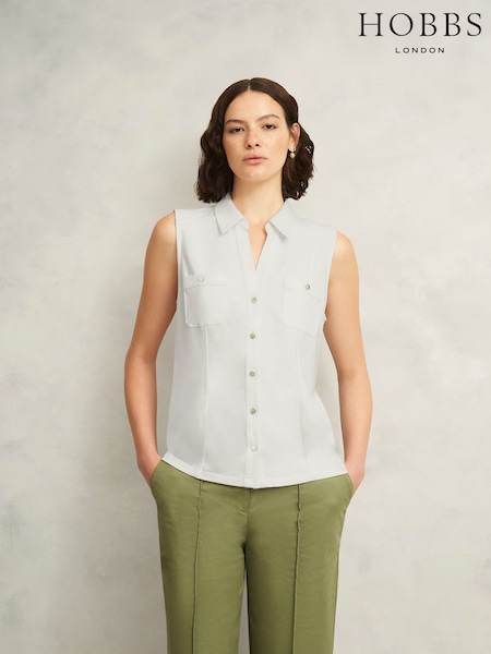 Hobbs White Sasha Jersey Shirt (W69989) | €62