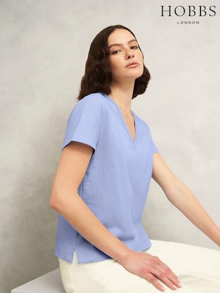 Hobbs Blue Arianna Slub T-Shirt (W69992) | R$ 345
