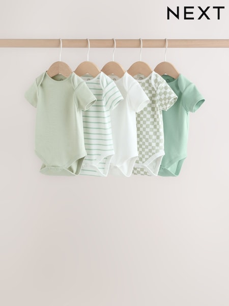 Grün - Short Sleeve Baby Bodysuits 5 Pack (W70047) | 25 € - 28 €