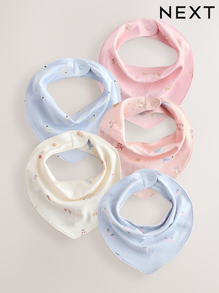 Multi Pastel Character Baby Dribble Bibs 5 Pack (W70052) | AED56