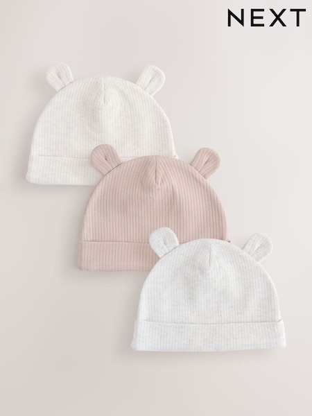 Neutral Baby Beanies 3 Pack (0-12mths) (W70074) | AED30