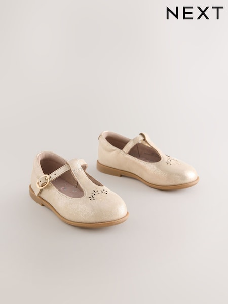 Gold Leather T-Bar Shoes (W70142) | ৳ 4,740 - ৳ 5,120