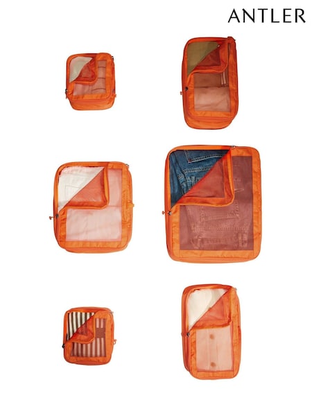 Antler Orange Packing Cubes in Coral - Set of 6 (W70175) | € 117