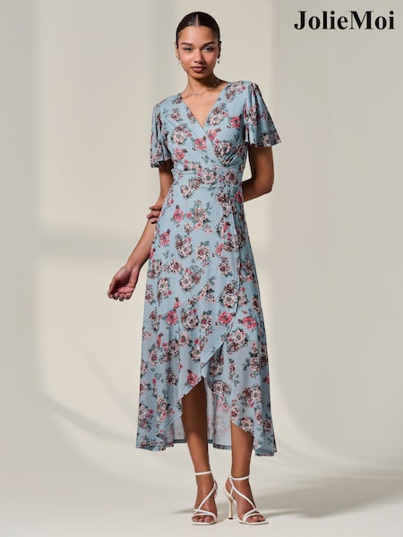 Jolie Moi Green Mesh Frill Hem Maxi Dress (W70229) | €77