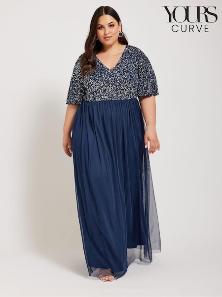 Yours Curve Luxe Sequin V-Neck Maxi Dress (W70336) | €63