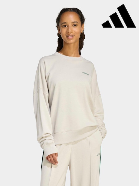 Krem - adidas Seasonal Essentials Colorpop Sweatshirt With Embroidered Graphic (W70361) | kr628