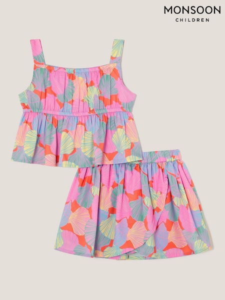 Monsoon Pink Shell Print Top & Skirt Set (W70390) | €32 - €36