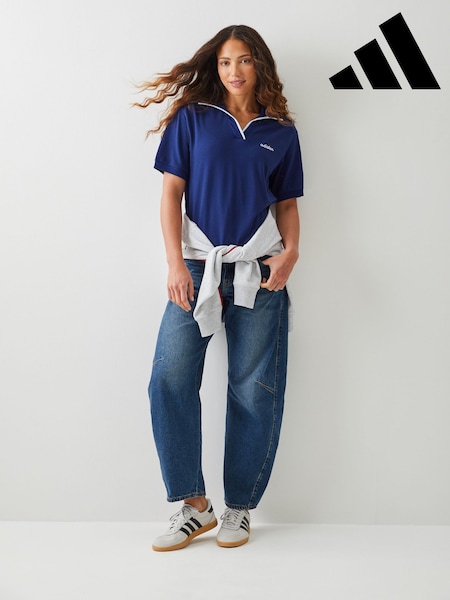 Albastru - adidas Seasonal Essentials Colorpop Polo Shirt With Embroidered Graphic (W70446) | 209 LEI