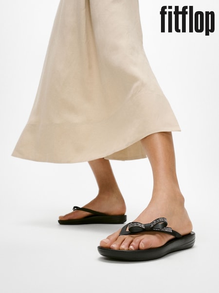 FitFlop iQushion Glitz Bow Black Sandals (W70504) | R$ 395