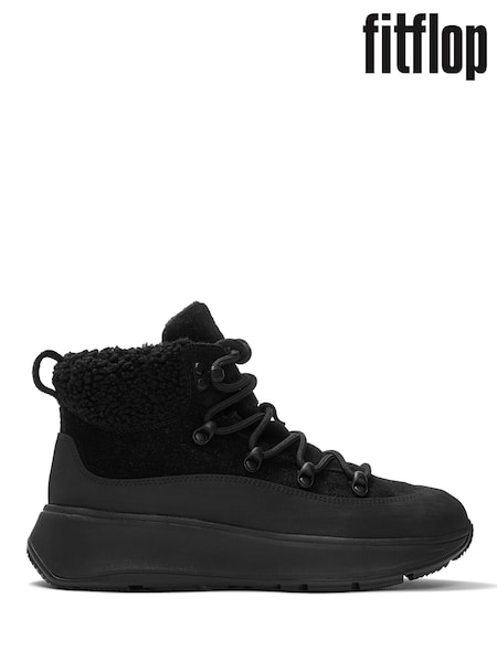 FitFlop F-Mode Teddy Collar Warm Suede Lace Up Boots (W70532) | €198