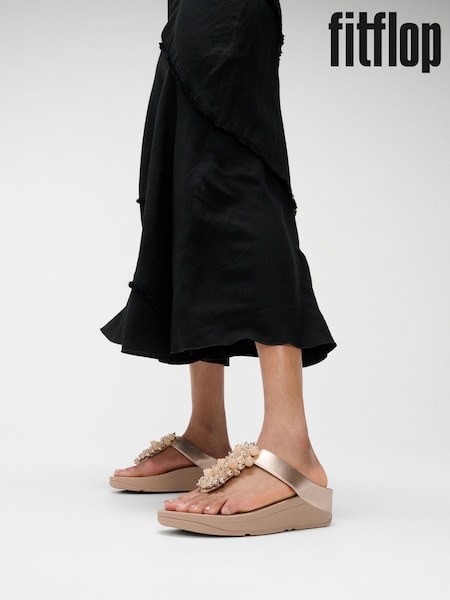 FitFlop Cream Fino Bauble Bead Toe Post Sandals (W70631) | R$ 985