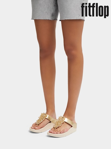 FitFlop Silver Fino Bauble Bead Toe Post Sandals (W70636) | ‏582 د.إ.‏
