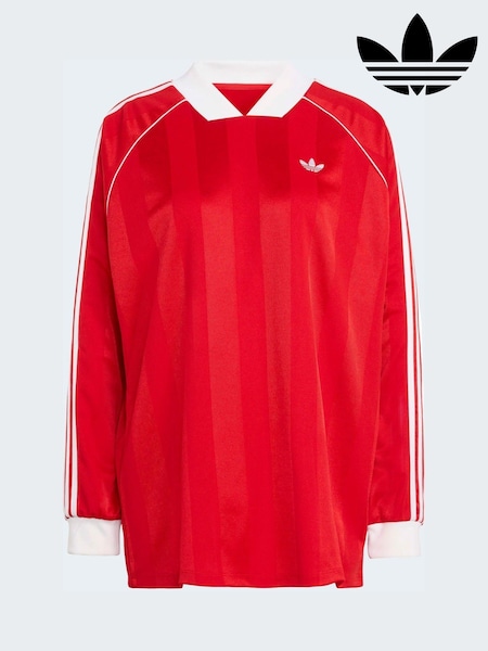 adidas Originals Red 3-Stripes Jaquard Long Sleeve T-Shirt (W70690) | AED204