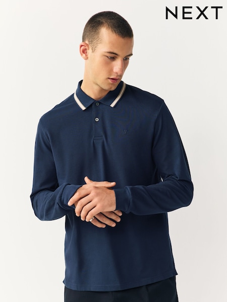 Navy Ottoman Tipped Polo Shirt (W70764) | €27