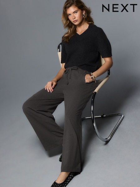 رمادي رمادي داكن - Wide Leg Jersey Joggers (W70772) | ‏101 د.إ.‏