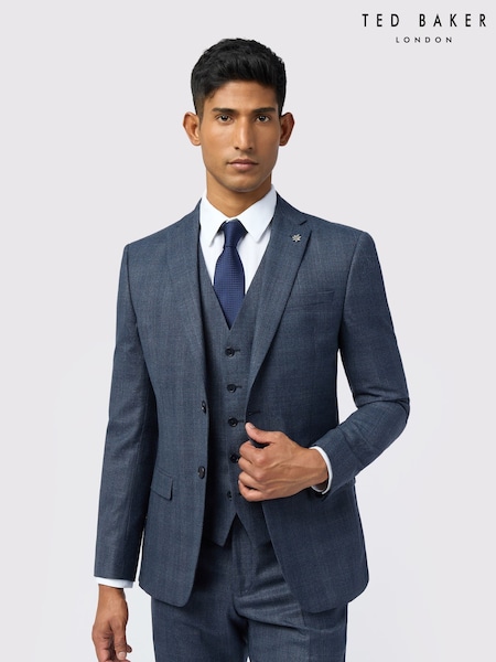 Ted Baker Tailoring Slim Blue Byrne Plum Check Jacket (W70790) | AED1,508