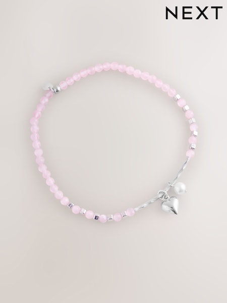Pravo srebro - Heart Charm Pink Bead Bracelet (W70825) | € 26