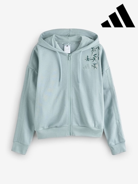 adidas Green Essentials 3-Stripes French Terry Full Zip Hoodie (W70846) | R$ 495