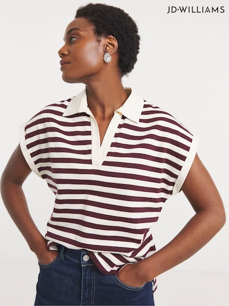 JD Williams Cream Striped Boxy Rugby Top (W70890) | €40