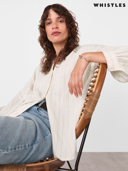 Whistles White Stripe Long Sleeve Blouse (W70941) | R$ 880