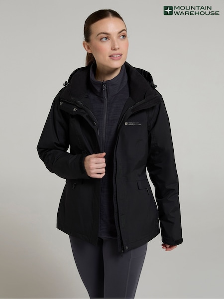 Mountain Warehouse Black Womens Thunderstorm II 3-in-1 Waterproof Jacket (W70991) | €128