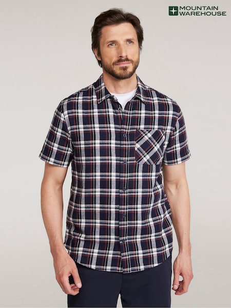 Mountain Warehouse Blue Mens Trace Flannel Short Sleeve Shirt (W70993) | R$ 265