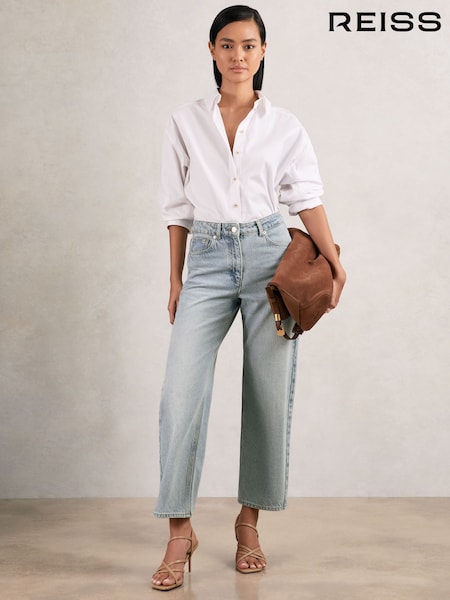 Reiss Pale Blue Selin Petite Mid-Rise Straight-Leg Jeans (W71083) | € 187