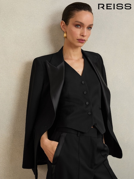 Reiss Black Della Waistcoat (W71084) | AED1,152