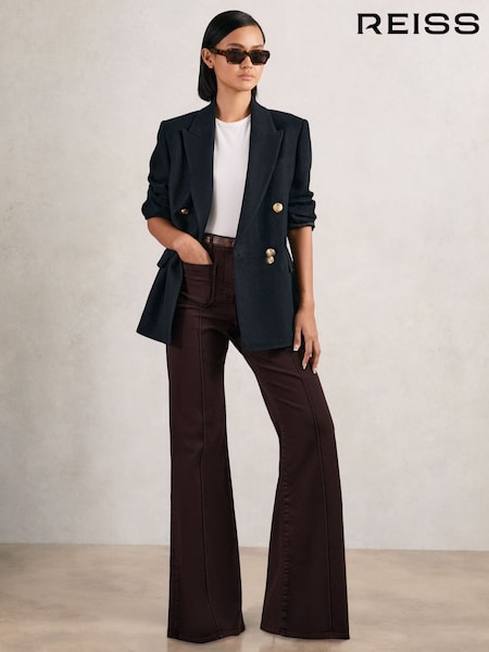 Reiss Burgundy Sakura Petite Patch Pocket Flared Jeans (W71095) | €225