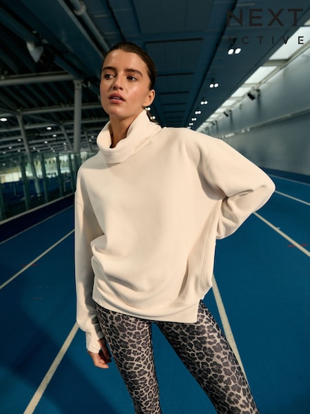 Cream Active Cowl Neck Fleece (W71269) | AED143