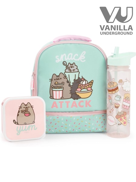 Vanilla Underground Green Girls Pusheen Multicoloured Lunch Bag Lunch Box and Bottle Set (W71280) | €32