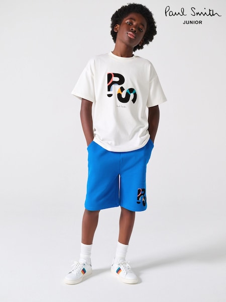 Paul Smith Junior White/Blue T-Shirt and Blue Shorts Set (W71294) | ‏354 د.إ.‏