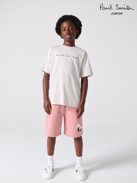 Paul Smith Junior Grey/Pink Graphic T-Shirt and Shorts Set (W71295) | AED354