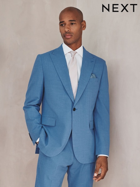 Bright Blue Tailored Fit Slim Fit Motion Flex Wool Blend Suit Jacket (W71320) | LEI 743