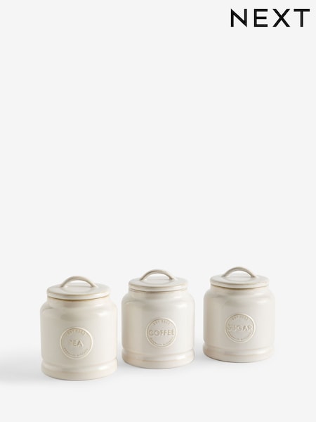 White Country Badge Set of 3 Storage Jars (W71404) | €45