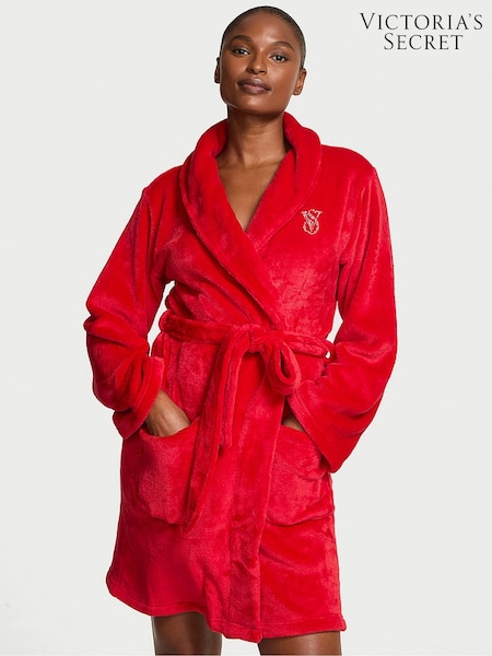 Victoria's Secret Lipstick Red Christmas Fluffy Short Dressing Gown (W71418) | €57
