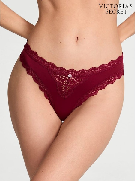 Victoria's Secret Sangria Red Lace Trim Thong Knickers (W71565) | €22.50
