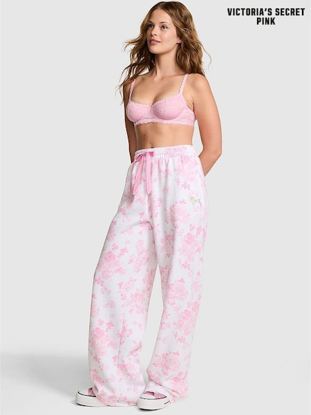 Victoria's Secret Pink Everblooming White Wide Leg Fleece Jogger (W71682) | €115.50