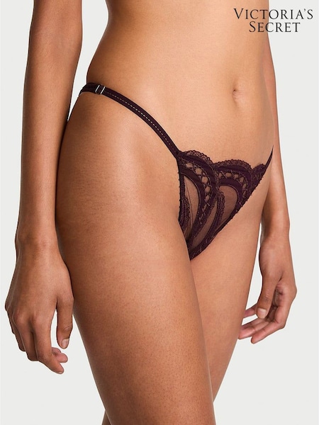 Victoria's Secret Winter Wine Red Bikini Lace Embroidery Open Back Knickers (W71683) | €33
