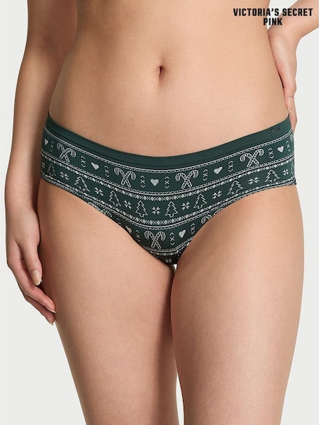 Victoria's Secret PINK Deep Forest Green Christmas Fairisle Print Hipster Seamless Knickers (W71754) | €11.50