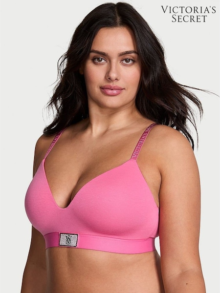 Victoria's Secret Rose Garden Pink Non Wired Lightly Lined Logo Shine Patch Bra (W71816) | €51