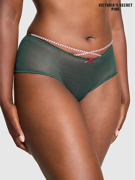 Victoria's Secret Pink Forest Green Cheeky Christmas Mesh Knickers (W71832) | €14.50